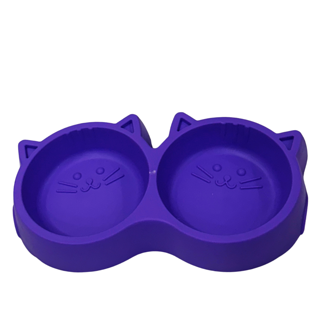 Cat shape dual bowl (plastic)