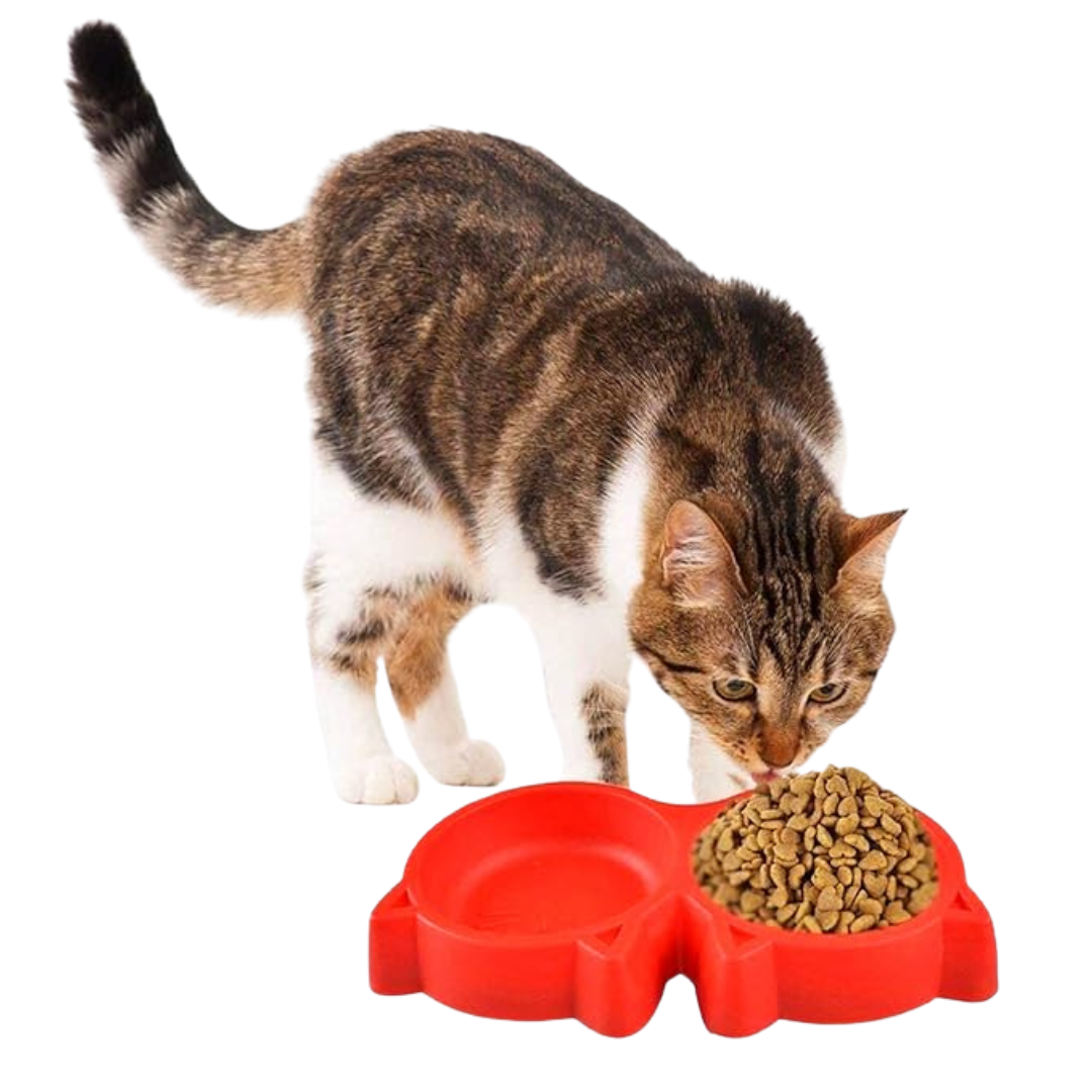 Cat shape dual bowl (plastic)
