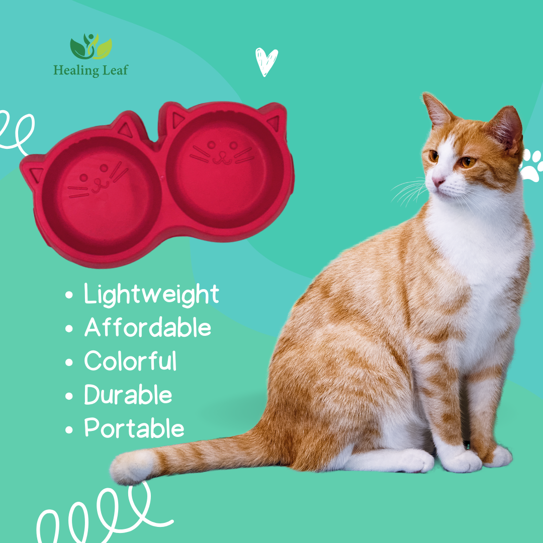Cat shape dual bowl (plastic)