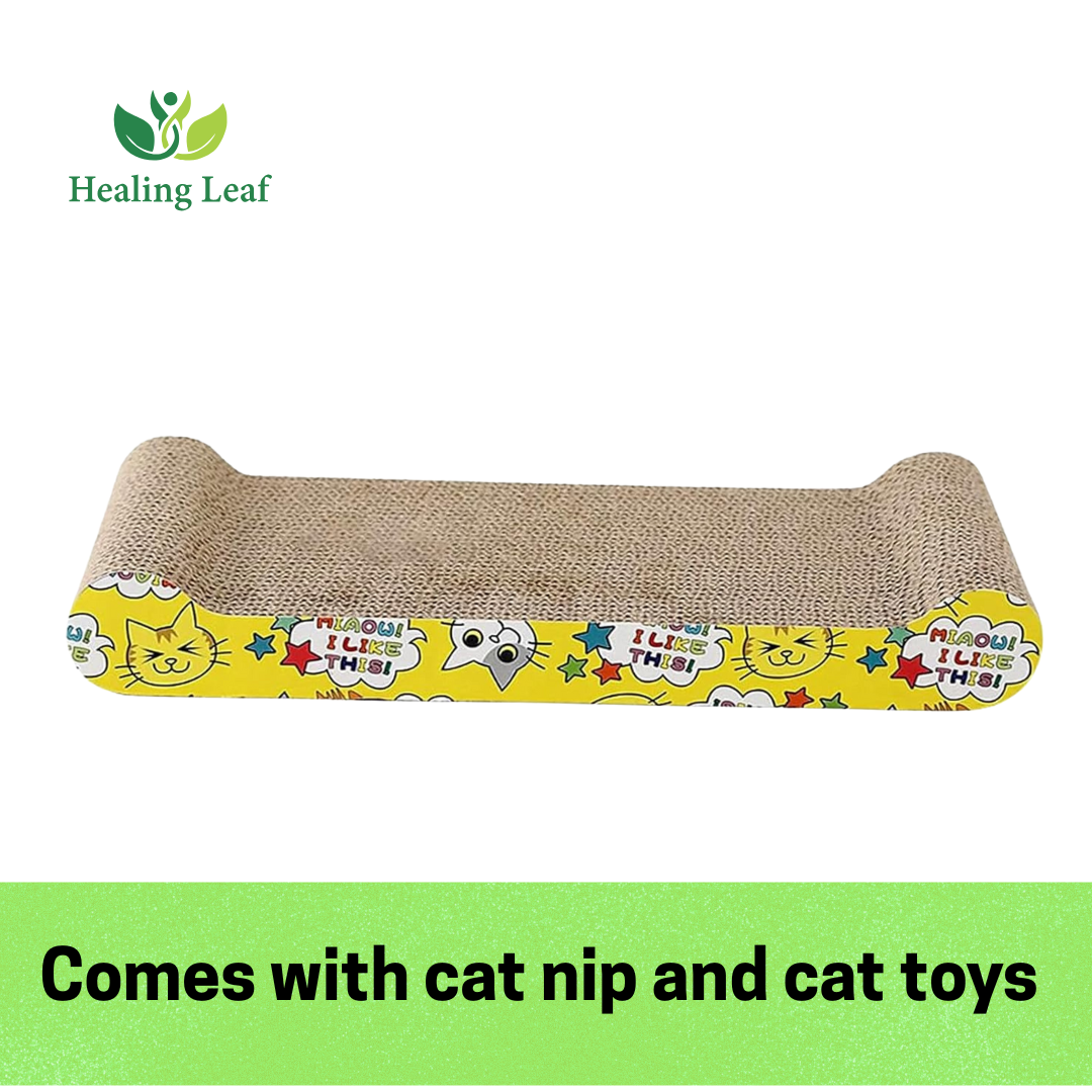 Healing Leaf's Cat Scratcher Cardboard 2 in 1 Reversible Scratching Pad Recyclable Corrugated Scratch Toy with Wave Shape (Bed Shape Scratching Pad)