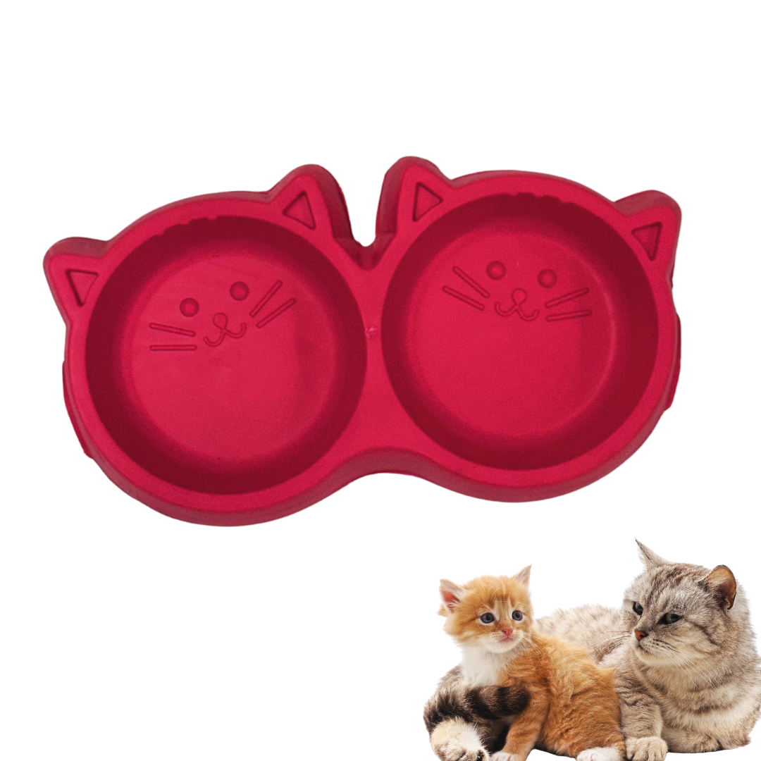 Cat shape dual bowl (plastic)