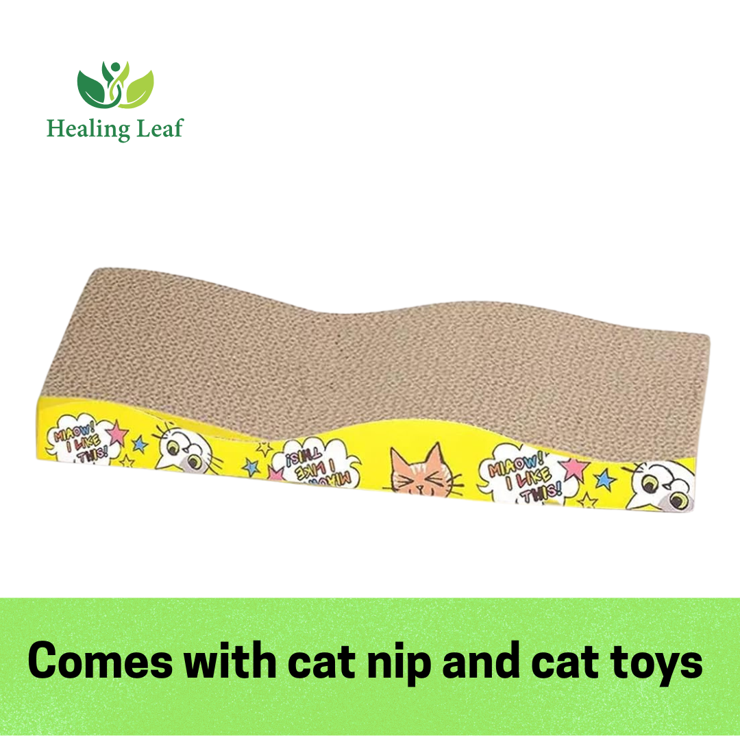 Healing Leaf's Cat Scratcher Cardboard 2 in 1 Reversible Scratching Pad Recyclable Corrugated Scratch Toy with Wave Shape (Ocean mat)