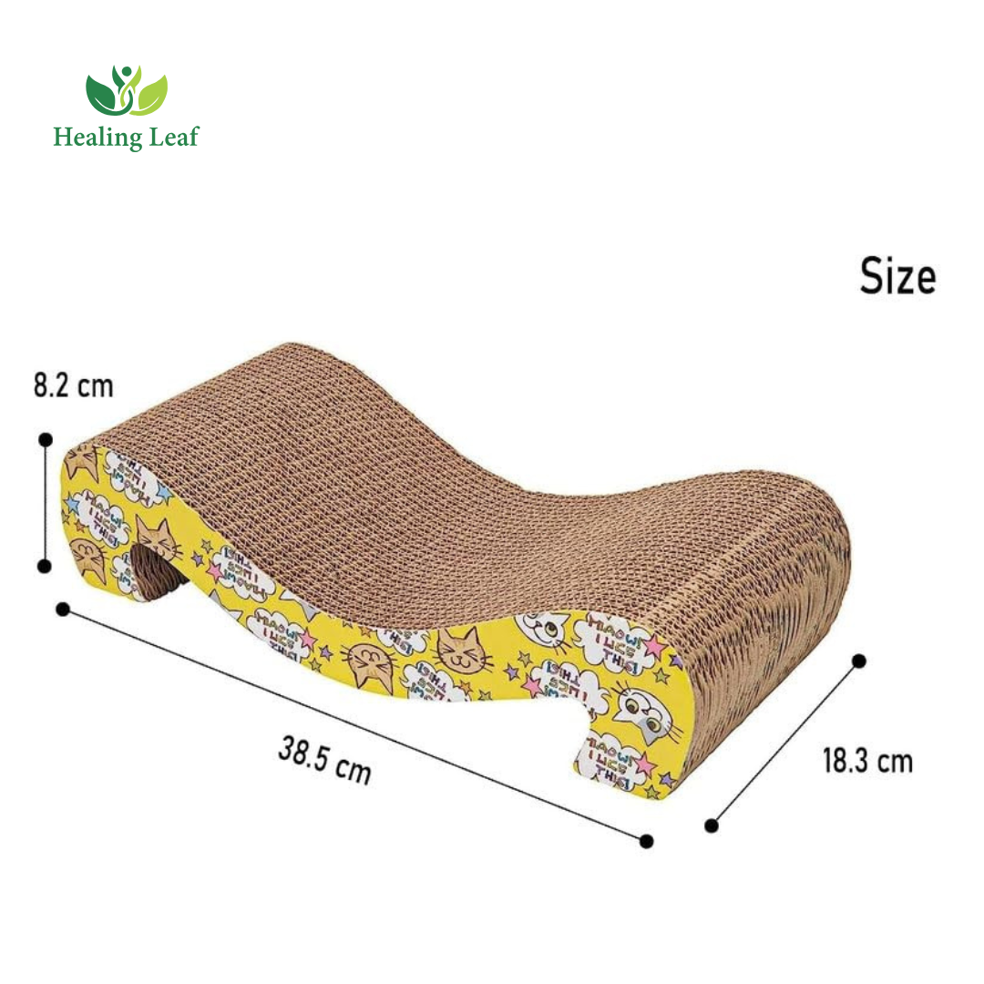 Healing leaf Cat Scratcher Cardboard 2 in 1 Reversible Scratching Pad Recyclable Corrugated Scratch Toy with Wave Shape (M Shape Mat)