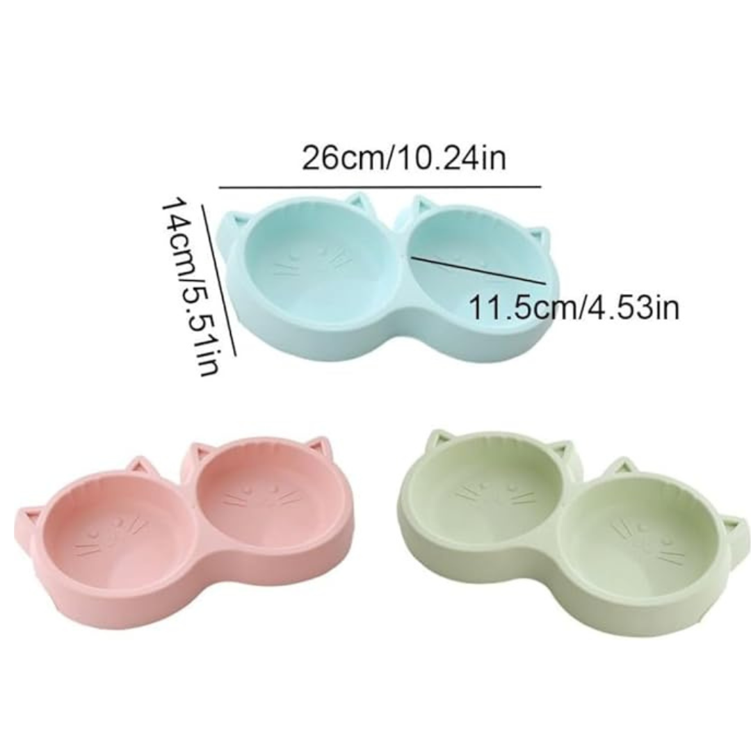 Cat shape dual bowl (plastic)