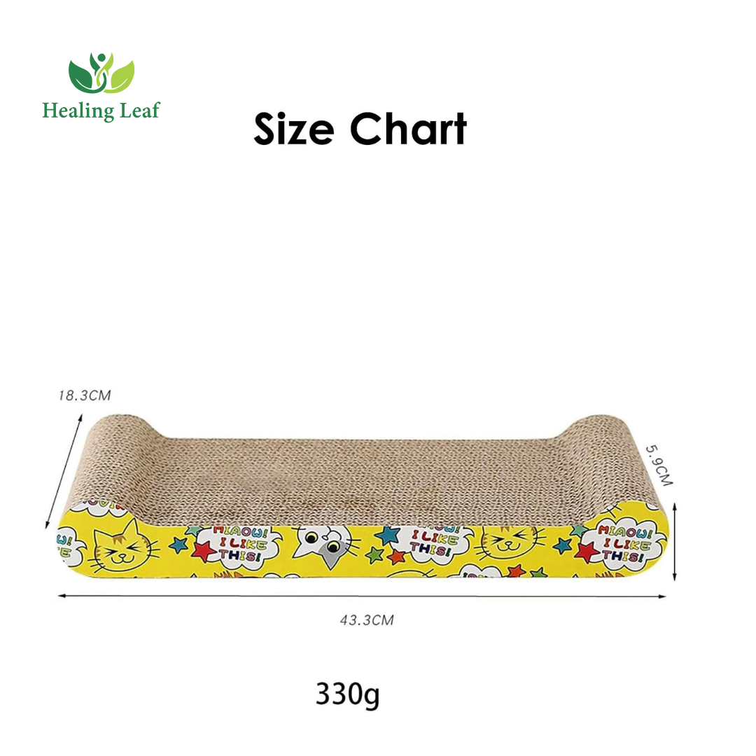 Healing Leaf's Cat Scratcher Cardboard 2 in 1 Reversible Scratching Pad Recyclable Corrugated Scratch Toy with Wave Shape (Bed Shape Scratching Pad)