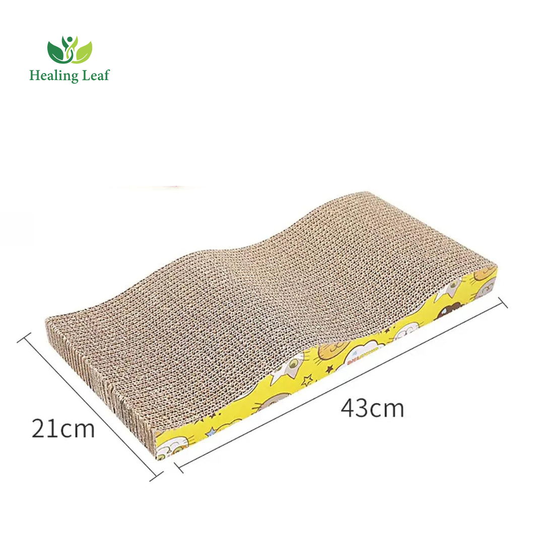 Healing Leaf's Cat Scratcher Cardboard 2 in 1 Reversible Scratching Pad Recyclable Corrugated Scratch Toy with Wave Shape (Ocean mat)