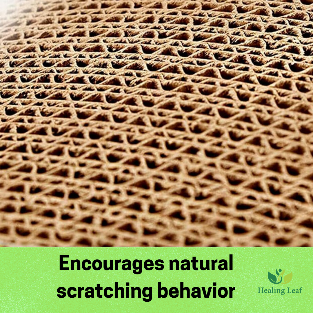 Healing leaf Cat Scratcher Cardboard 2 in 1 Reversible Scratching Pad Recyclable Corrugated Scratch Toy with Wave Shape (M Shape Mat)