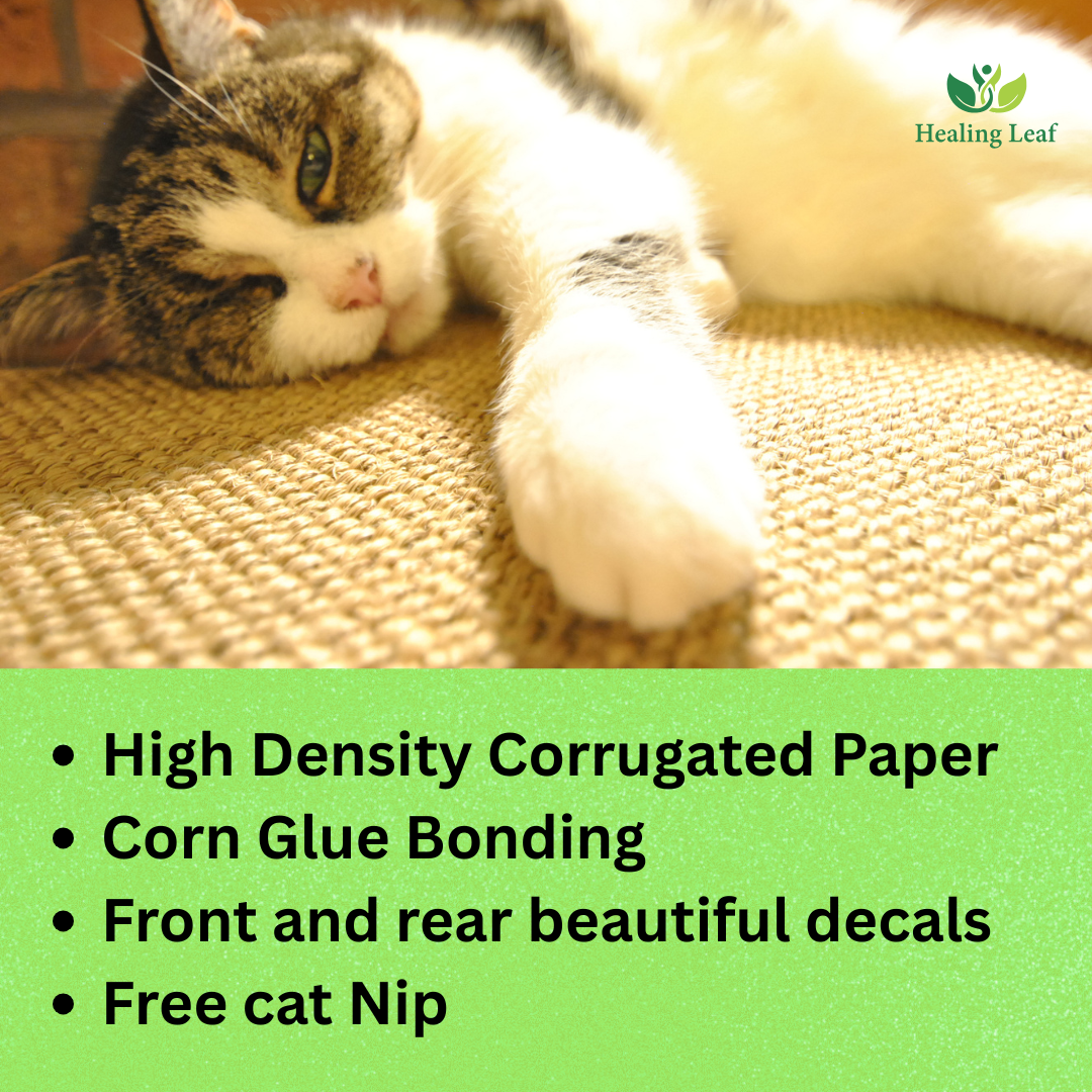 Healing Leaf's Cat Scratcher Cardboard 2 in 1 Reversible Scratching Pad Recyclable Corrugated Scratch Toy with Wave Shape (Bed Shape Scratching Pad)