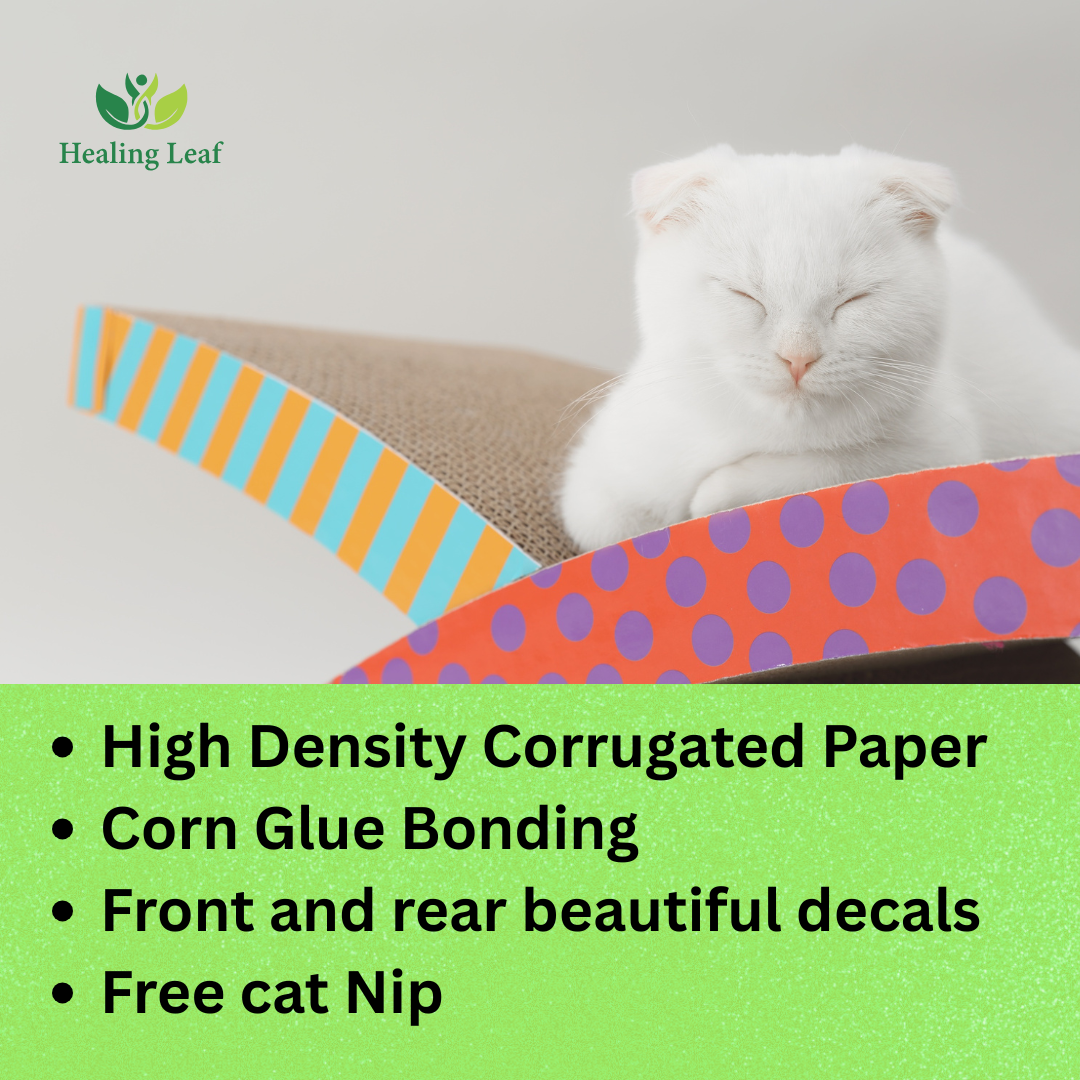 Healing Leaf's Cat Scratcher Cardboard 2 in 1 Reversible Scratching Pad Recyclable Corrugated Scratch Toy with Wave Shape (Ocean mat)