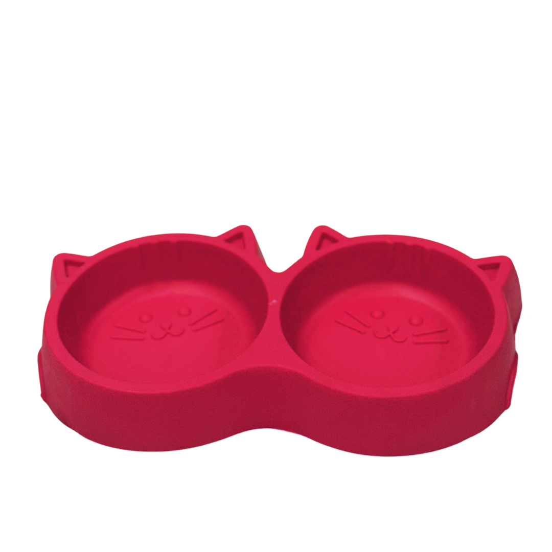 Cat shape dual bowl (plastic)
