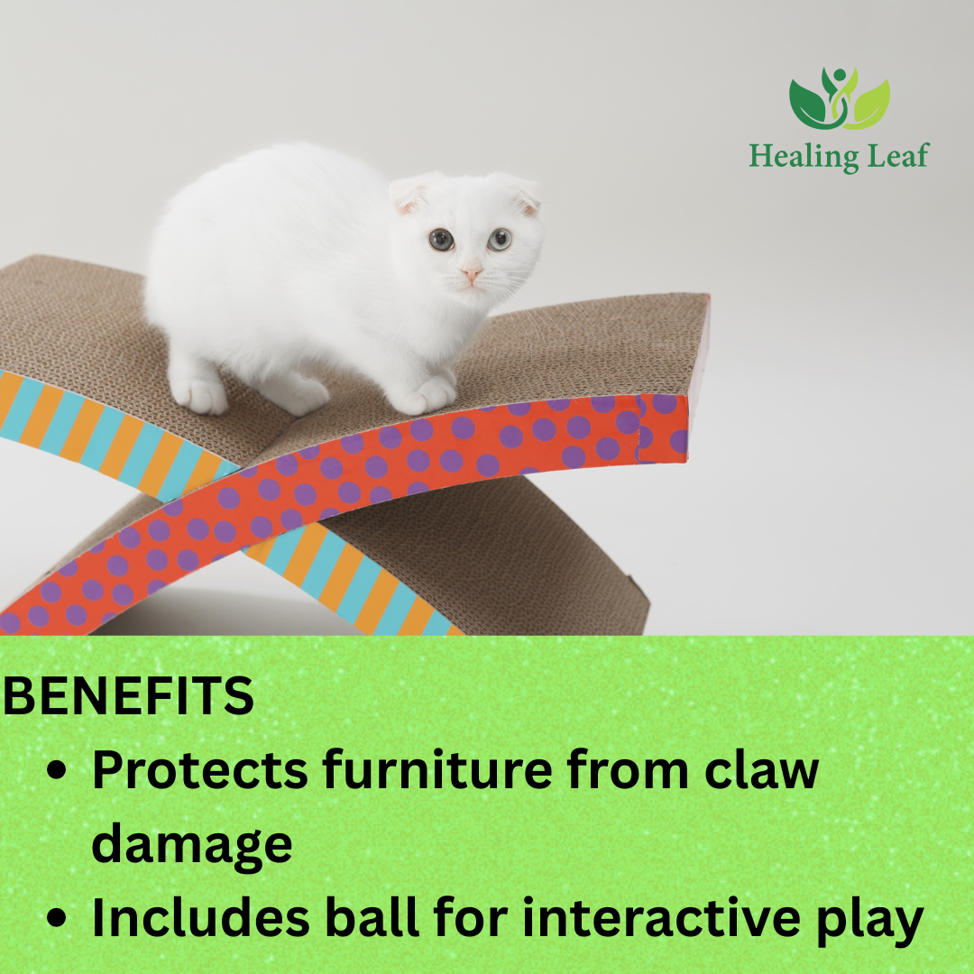 Healing Leaf's Cat Scratcher Cardboard 2 in 1 Reversible Scratching Pad Recyclable Corrugated Scratch Toy with Wave Shape (Ocean mat)