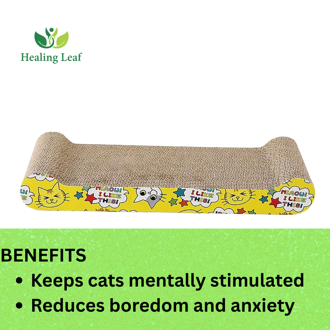Healing Leaf's Cat Scratcher Cardboard 2 in 1 Reversible Scratching Pad Recyclable Corrugated Scratch Toy with Wave Shape (Bed Shape Scratching Pad)