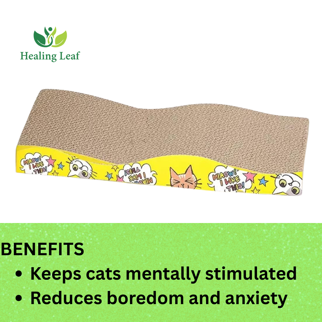Healing Leaf's Cat Scratcher Cardboard 2 in 1 Reversible Scratching Pad Recyclable Corrugated Scratch Toy with Wave Shape (Ocean mat)