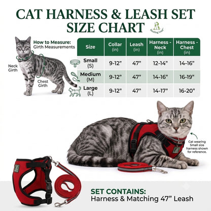 Cat body reflective Harness ( Set of 3 ) Collar ,Leash and Harness