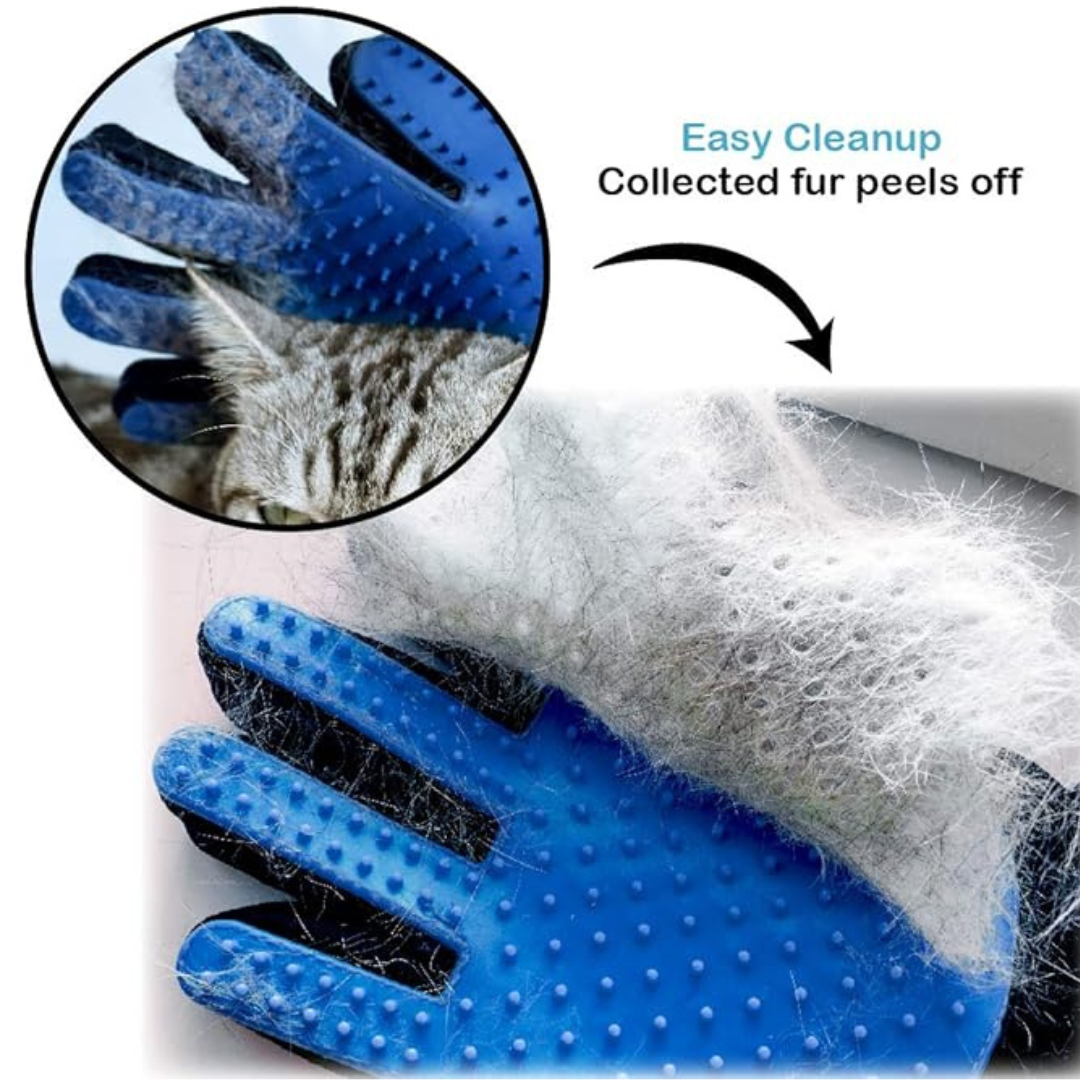 combo of 4 (slicker brush gloves shampoo and rubber brush )