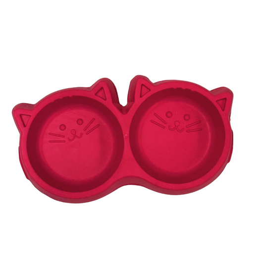 Cat shape dual bowl (plastic)