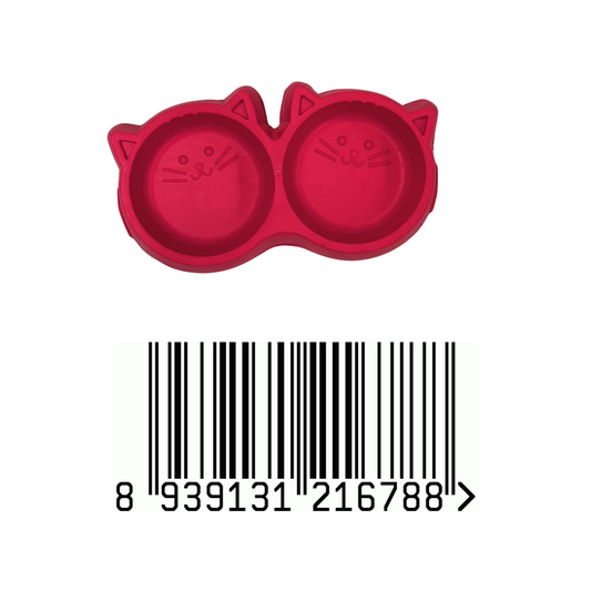 Cat shape dual bowl (plastic)
