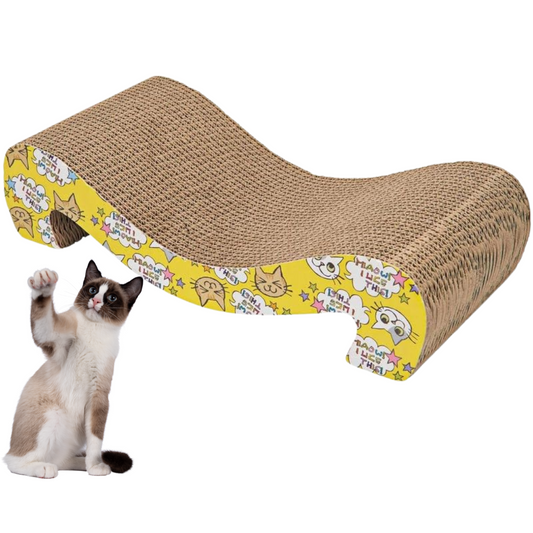 Healing leaf Cat Scratcher Cardboard 2 in 1 Reversible Scratching Pad Recyclable Corrugated Scratch Toy with Wave Shape (M Shape Mat)