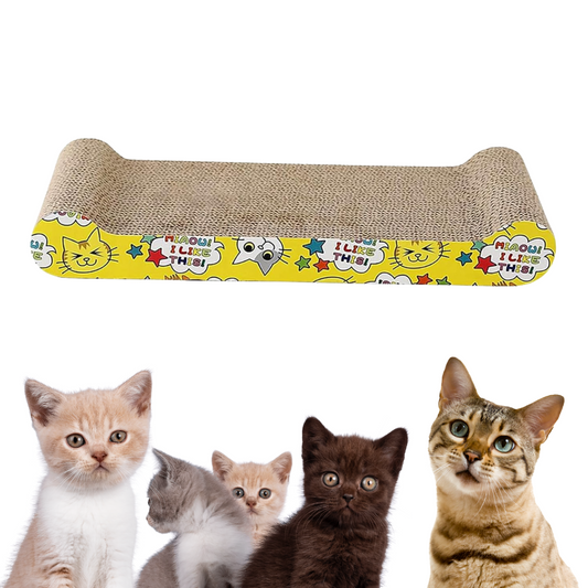 Healing Leaf's Cat Scratcher Cardboard 2 in 1 Reversible Scratching Pad Recyclable Corrugated Scratch Toy with Wave Shape (Bed Shape Scratching Pad)