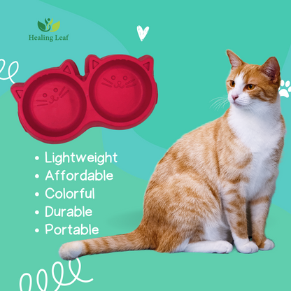 Cat shape dual bowl (plastic)