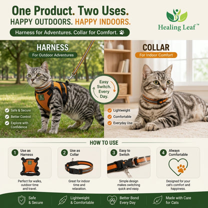Cat body reflective Harness ( Set of 3 ) Collar ,Leash and Harness