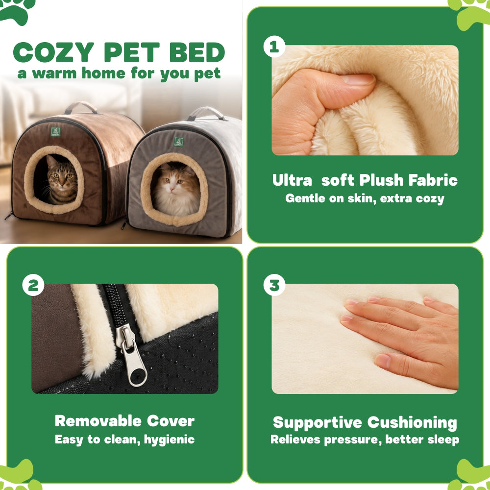 Cat portable bed with a handle above