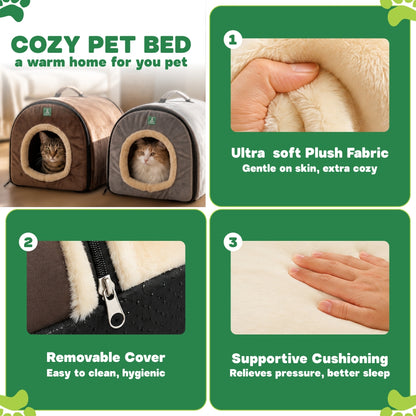 Cat portable bed with a handle above