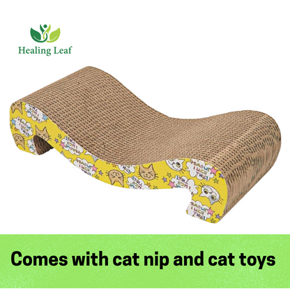 Healing leaf Cat Scratcher Cardboard 2 in 1 Reversible Scratching Pad Recyclable Corrugated Scratch Toy with Wave Shape (M Shape Mat)