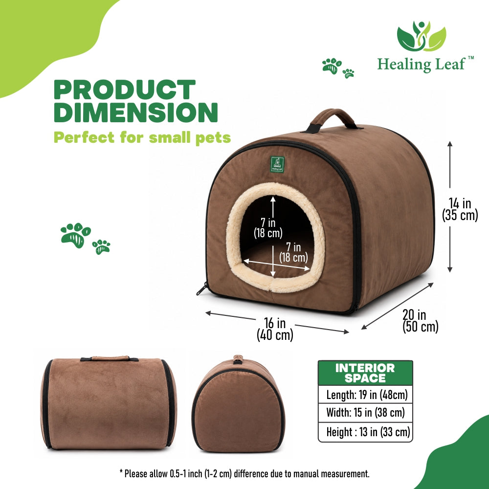 Cat portable bed with a handle above