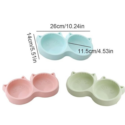 Cat shape dual bowl (plastic)