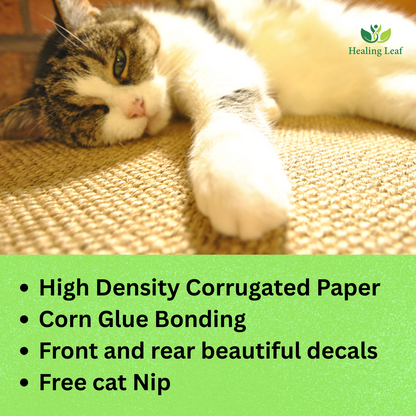 Healing Leaf's Cat Scratcher Cardboard 2 in 1 Reversible Scratching Pad Recyclable Corrugated Scratch Toy with Wave Shape (Bed Shape Scratching Pad)