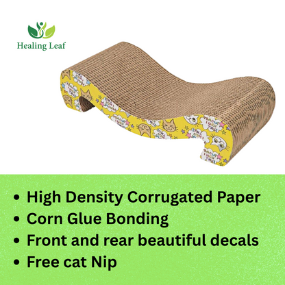 Healing leaf Cat Scratcher Cardboard 2 in 1 Reversible Scratching Pad Recyclable Corrugated Scratch Toy with Wave Shape (M Shape Mat)