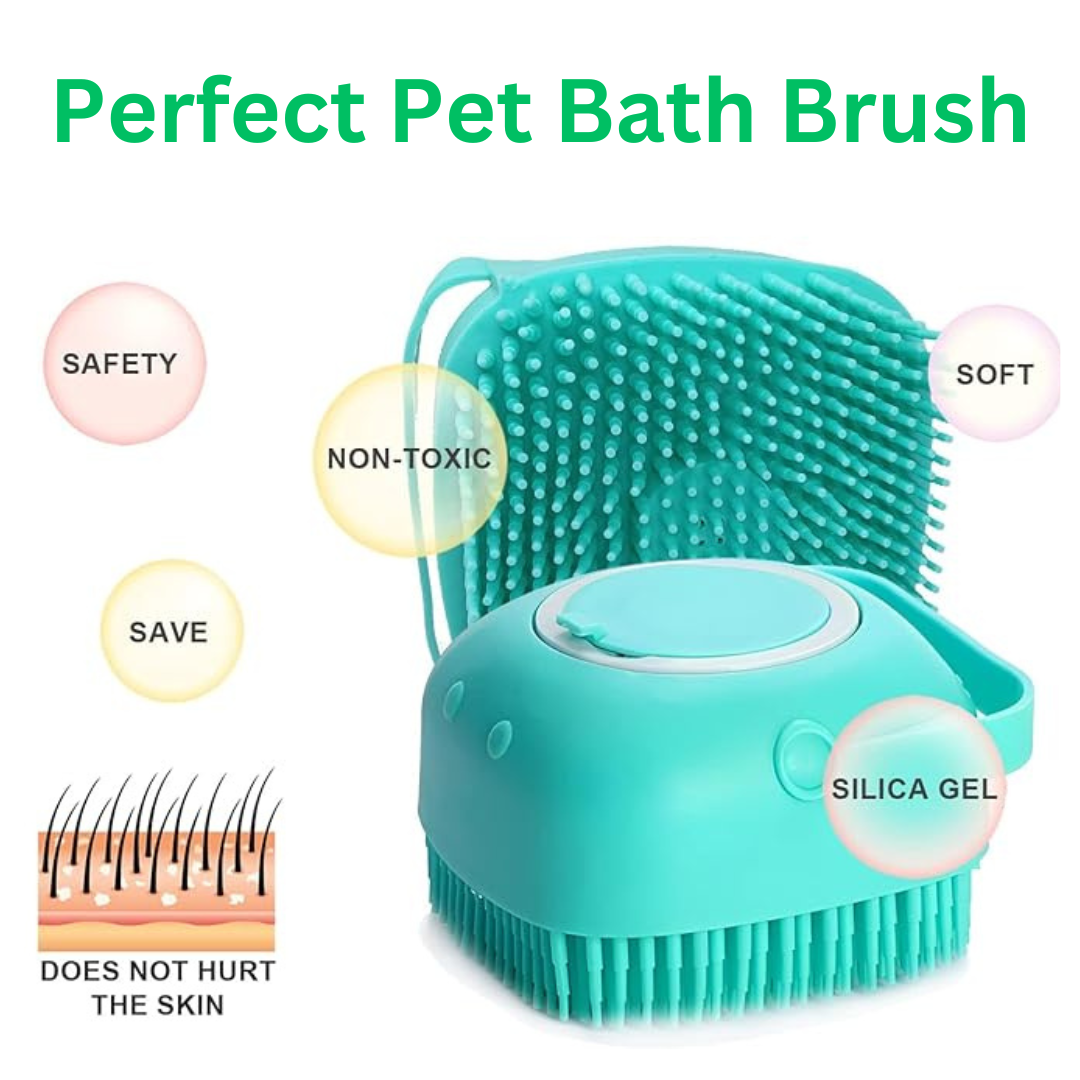 combo of 4 (slicker brush gloves shampoo and rubber brush )