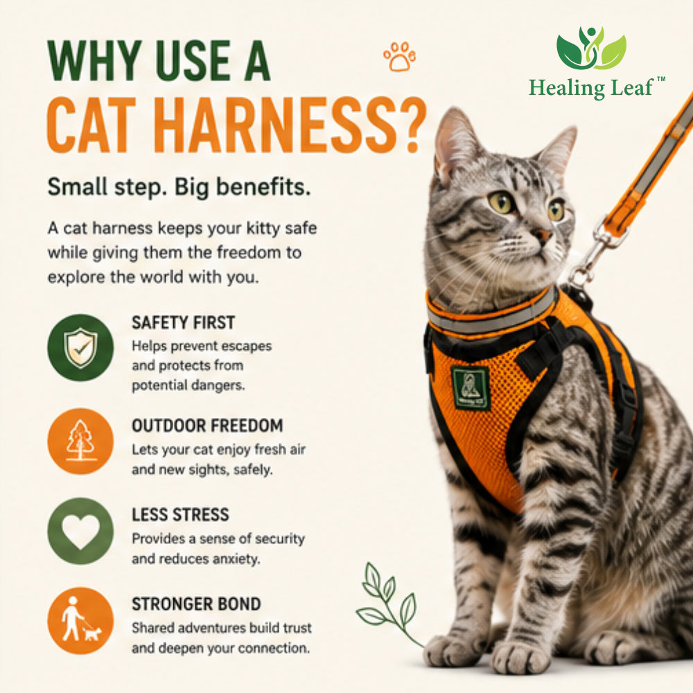 Cat body reflective Harness ( Set of 3 ) Collar ,Leash and Harness