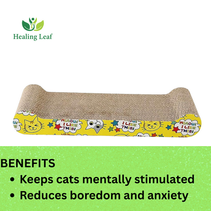 Healing Leaf's Cat Scratcher Cardboard 2 in 1 Reversible Scratching Pad Recyclable Corrugated Scratch Toy with Wave Shape (Bed Shape Scratching Pad)