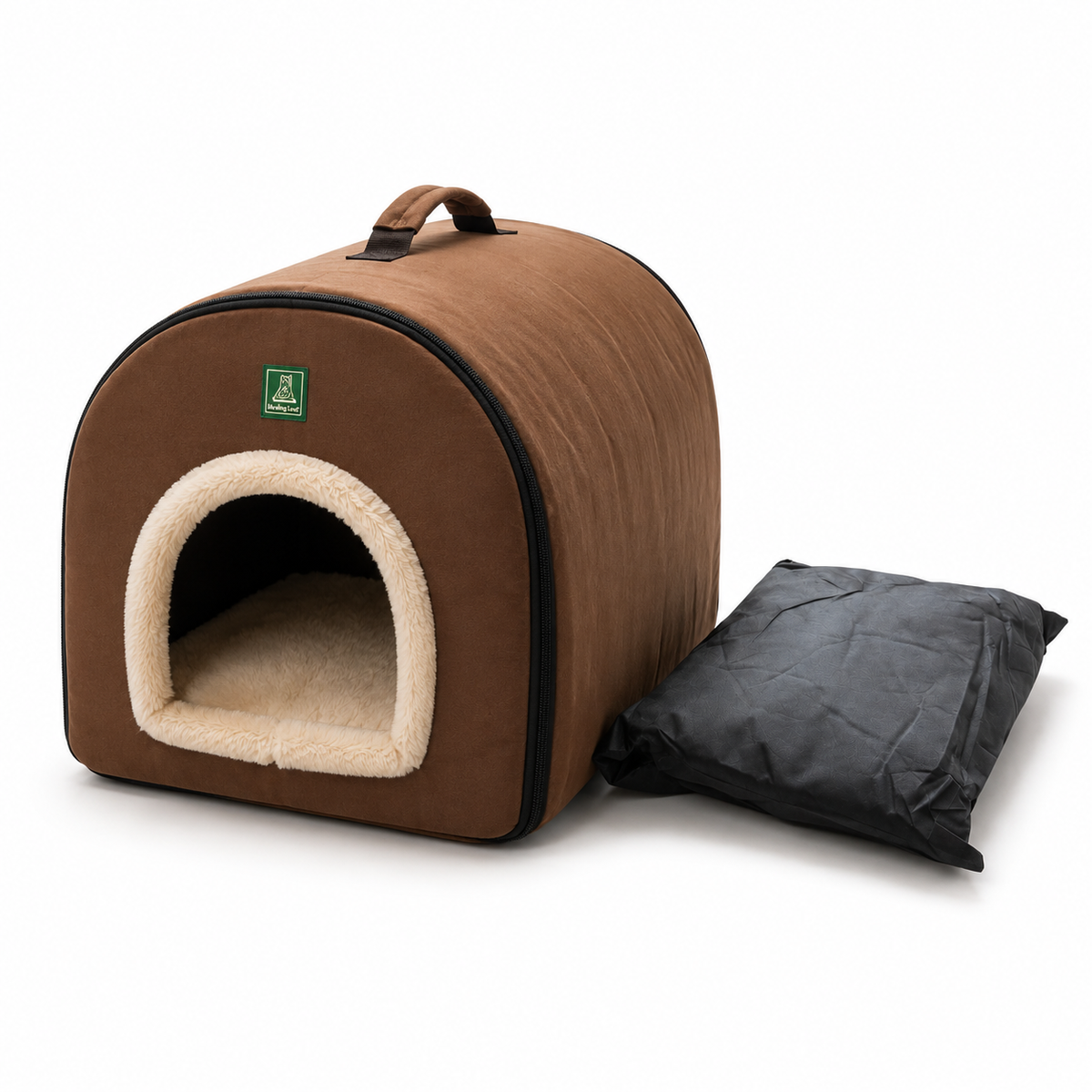 Cat portable bed with a handle above