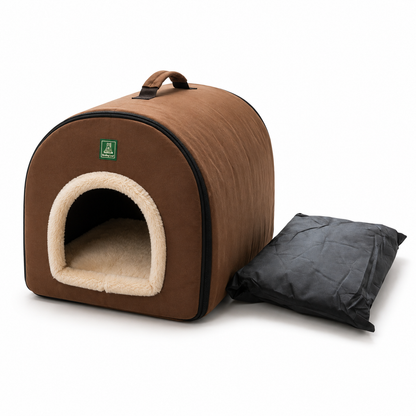 Cat portable bed with a handle above