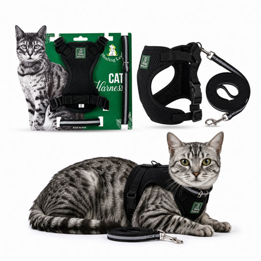Cat body reflective Harness ( Set of 3 ) Collar ,Leash and Harness